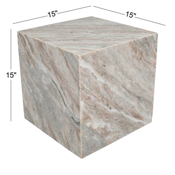 Felix 15" Contemporary Natural Marble Handmade Cube End Table - JONATHAN Y